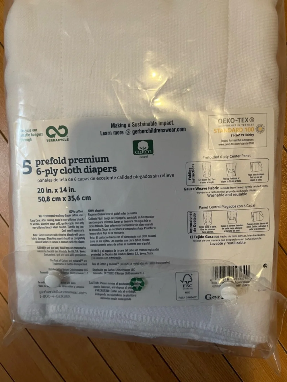 Gerber White Cloth Diapers 5-Pack
